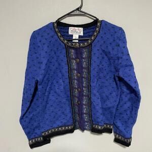 Blue Wool Cardigan with Button Details Tally-Ho